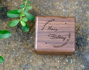 Personalized wood music box with engraving,photo and inlay for birthday gift, best friend gift, wedding engagement christmas music box