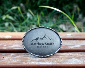 FIBBIA PER CINTURA personalizzata per uomo con nome inciso, fibbia per cintura con monogramma personalizzato per lui, Groomsman, Cowboy