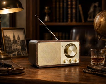 Personalized Gift for Him, Custom Engraved Vintage FM Radio Bluetooth Speaker