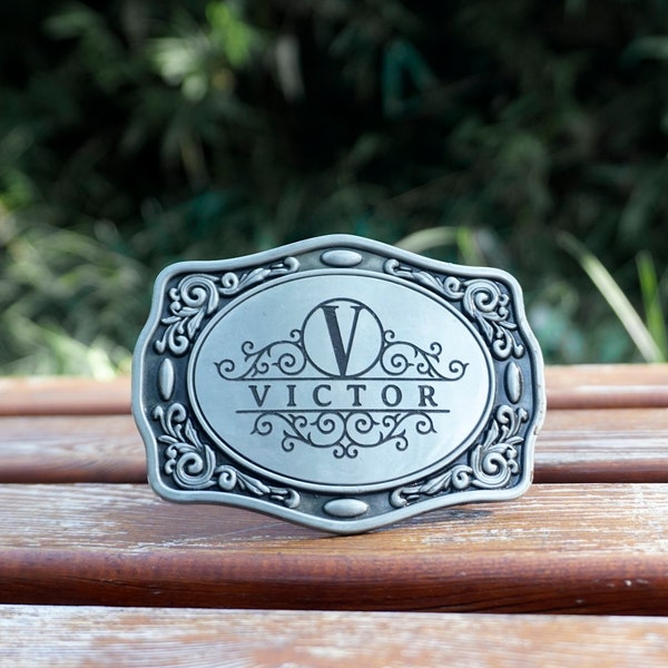 Personalized BELT BUCKLE for man with name engraved, Custom monogram Belt Buckle for him, Groomsman, Cowboy