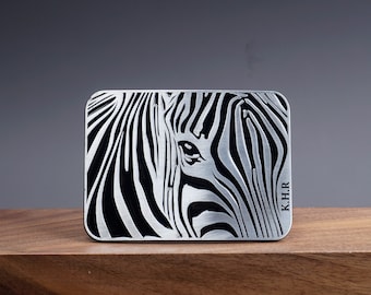 Personalisierte Zebra GÜRTELSCHNALLE für Mann mit Initialen graviert, kundenspezifische Monogramm Gürtelschnalle für ihn, Trauzeuge, Cowboy
