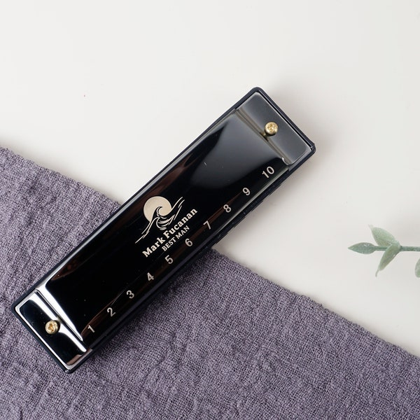 Personalized DIATONIC HARMONICA with engraved, perfect gift for kid children aldult harmonica beginners or groomsmen Christmas gift