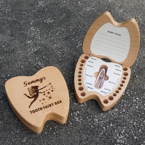 Caja de madera personalizada para el hada de los dientes, bolsas/almohada para el hada de los dientes, bandejas/soporte para el hada de los dientes, caja de almacenamiento de dientes para el recuerdo de los dientes del bebé