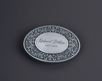 Personalized vintage BELT BUCKLE with name engraved, Custom monogram Belt Buckle for him, her, Groomsman, Cowboy