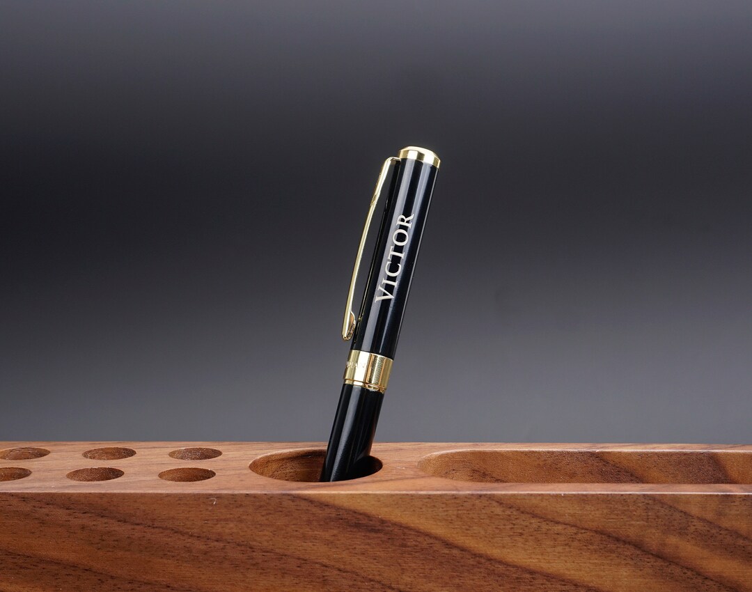 Personalized Black Gold Fountain Pen & Ink Set With Engraving Name. - Etsy