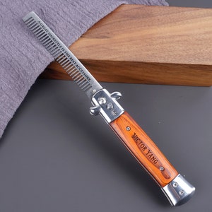 Personalized Folding Hair Beard Comb with Engraving - Great Anniversary Gift for Him, husband, boyfriend