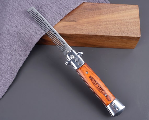 Personalized Folding Hair Beard Comb with Engraving - Great Anniversary Gift for Him, husband, boyfriend