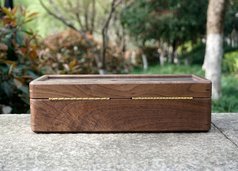 Personalized Walnut Watch Box Organizer with 5/10 Divider Slots, engraved watch box, Soft Velvet Pillows, best gift for man, dad, fathers day-5