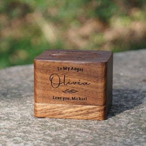 Personalized square wood wind up music box with engrave and inlay for wife gift, best friend gift, wedding engagement valentine's day gift