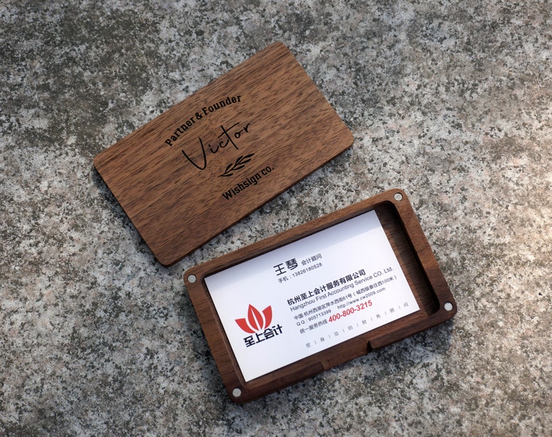 Business card holder, Business card case, wood wallet, Personalized business card holder, Engraved business card case-2