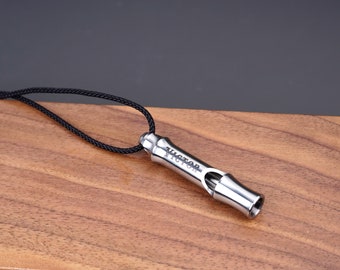 Personalized Titanium Necklace Whistle for Sports and Survival, Personalized Outdoor Adventure Gear and Gifts