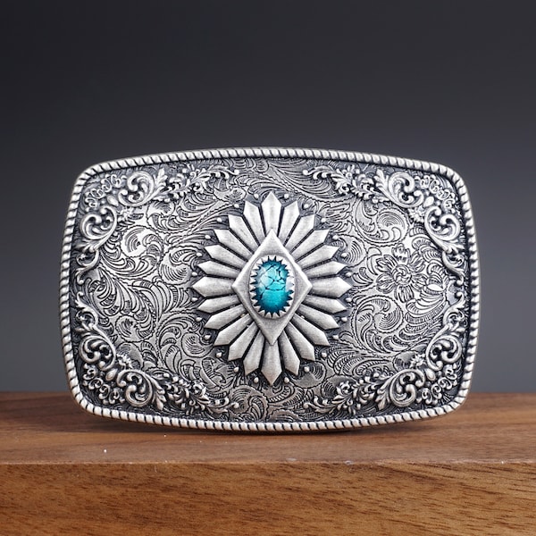 TURQUOISE BELT BUCKLE - Western Vintage Design belt buckle, Christmas gift