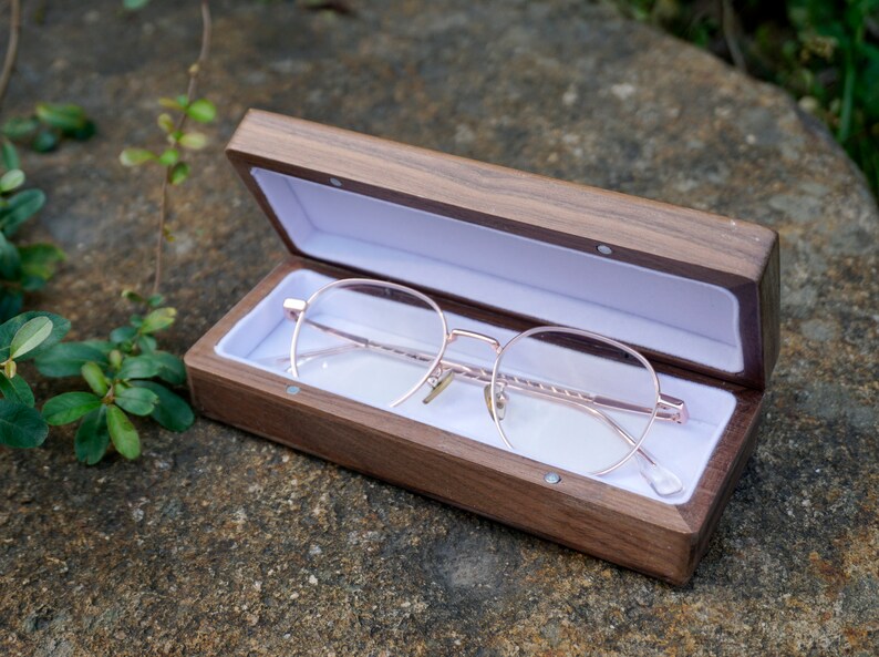 Personalized Wooden hard glasses case with engraved for gift, classic wood box eyeglasses case, retro wooden box glasses, eyeglass holder-3