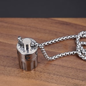 Personalized Revolver Titanium Cremation Urn Necklace - Waterproof Ash Jewelry for Men and Women, Pet Memorial, Ashes Cremation Jewelry-3