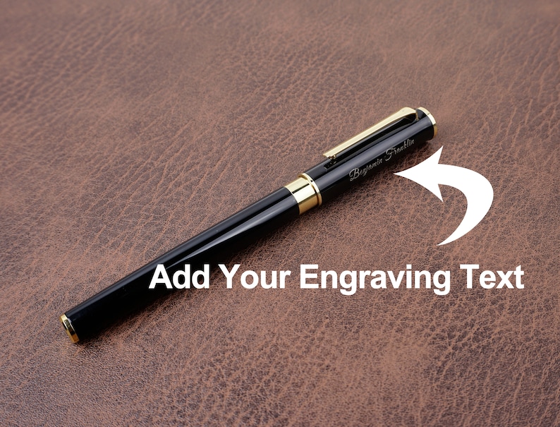 Personalized Black Executive Ballpoint Pen set with engraved -7