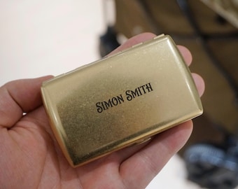 Personalized Brass Cigarette Case, Vintage Engraved Metal Holder, Minimalist Keepsake Accessory