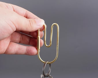Personalized U-shape Brass Keychain | Custom Engraved Minimalist Key Clip