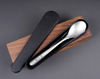 Personalized Titanium Spoon & Travel Case with Engraving - Customizable Gift for Foodies and Travelers