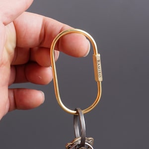 Personalized Oval Brass Keychain | Custom Engraved Minimalist Key Clip | Vintage Solid Brass Key Holder