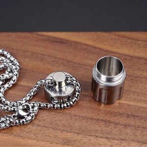 Personalized Revolver Titanium Cremation Urn Necklace - Waterproof Ash Jewelry for Men and Women, Pet Memorial, Ashes Cremation Jewelry-6