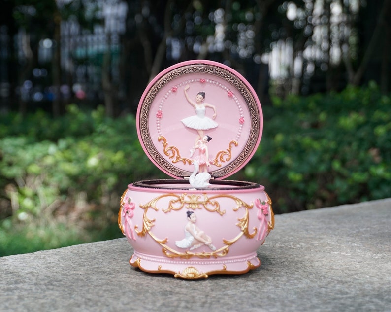 Personalized Rotate Swan Lake Music Box with engraved for girls, women, wife, daughter,  howls moving castle music box-3