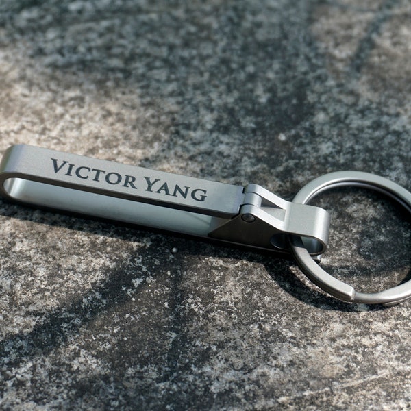 Personalized Titanium Belt Key Clip, Carabiner Key chain Ring Holder For Belt, Quick Release Detachable Keychain Clip