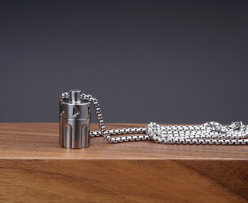 Personalized Revolver Titanium Cremation Urn Necklace - Waterproof Ash Jewelry for Men and Women, Pet Memorial, Ashes Cremation Jewelry-7
