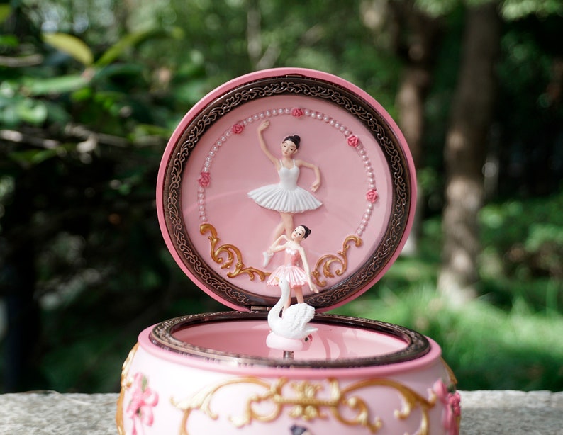 Personalized Rotate Swan Lake Music Box with engraved for girls, women, wife, daughter,  howls moving castle music box-6