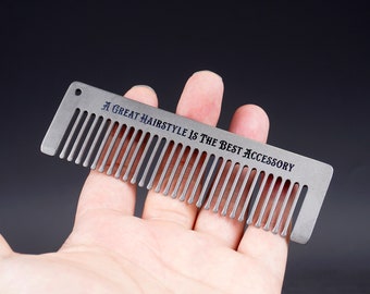 Personalized Titanium beard Comb hair comb with Engraving - Great Gift for Him, groomsmen, father day gift