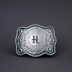 Personalized BELT BUCKLE for man with monogram letter engraved, Custom monogram Belt Buckle for him, Groomsman, Cowboy