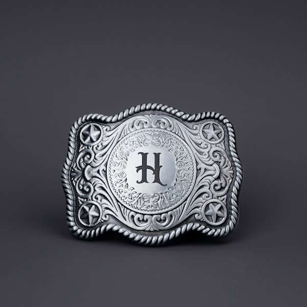 Personalized BELT BUCKLE for man with monogram letter engraved, Custom monogram Belt Buckle for him, Groomsman, Cowboy