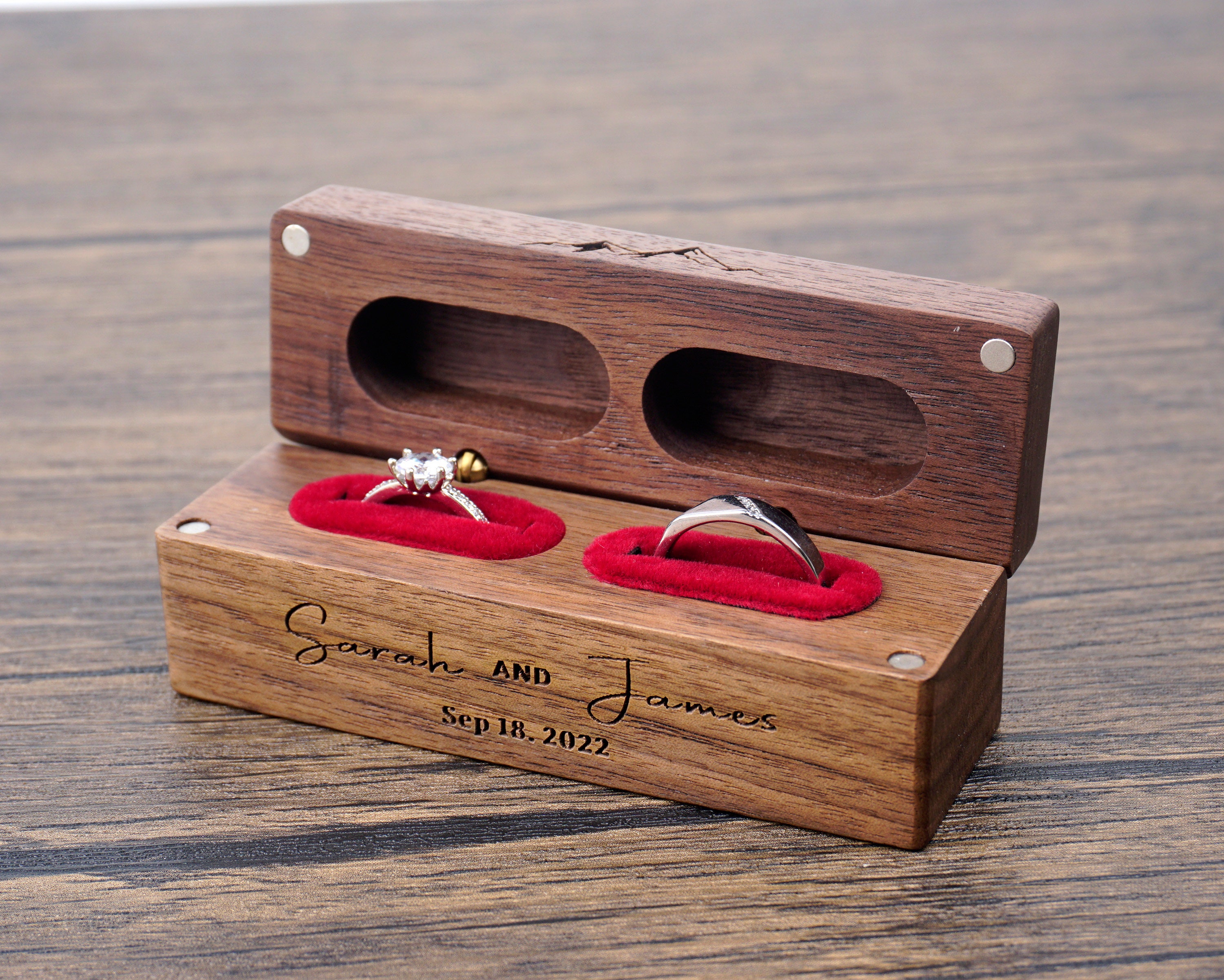 KEMEILA Aangepaste Houten Ring Dozen, Gepersonaliseerde Achthoekige Ring Dozen, Bruiloft Engagement Ring Dozen, Sieraden Display Dozen, Huwelijksceremonie Ring Dozen, Verjaardag Party Gift Dozen