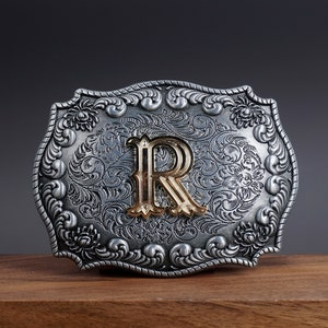 monogram letter BELT BUCKLE for man woman, Custom monogram Belt Buckle for him/her, Groomsman, Cowboy zdjęcie 1