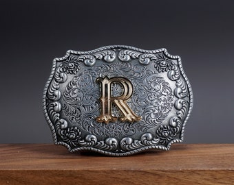 letra monograma BELT BUCKLE para hombre mujer, Hebilla de cinturón monograma personalizado para él/ella, Padrino, Vaquero