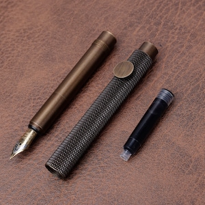 Personalized Mini Travel Brass Vintage Fountain Pen with Engraving - Custom Writing Instrument-8