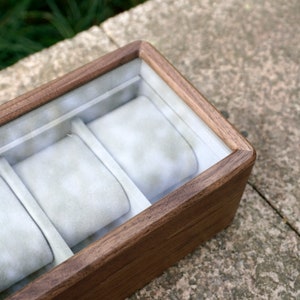 Personalized Walnut Watch Box Organizer with 5/10 Divider Slots, engraved watch box, Soft Velvet Pillows, best gift for man, dad, fathers day-7