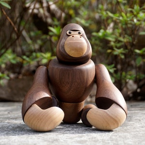 Personalized wooden Gorilla figurine decorations for desk, bedroom, living room, home. gift for office.