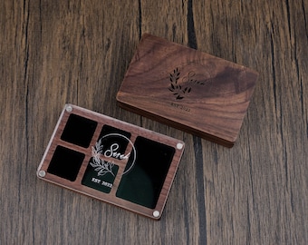 Custom travel wooden jewelry box, travel jewelry case, small personalized engraved jewelry box for girls, bridesmaid box, small trinket box