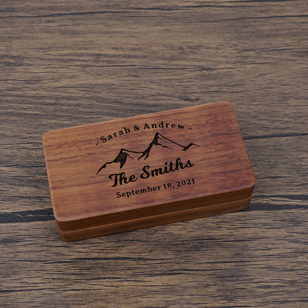 Personalized Wood Double Wedding Ring Box With Engrave and Etsy