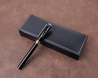 Personalisiertes schwarzes Executive-Kugelschreiber- und Geschenkbox-Set mit graviertem Weihnachtsgeschenk