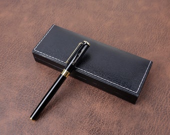 Coffret stylo à bille noir personnalisé et boîte-cadeau avec gravure, cadeau de Noël