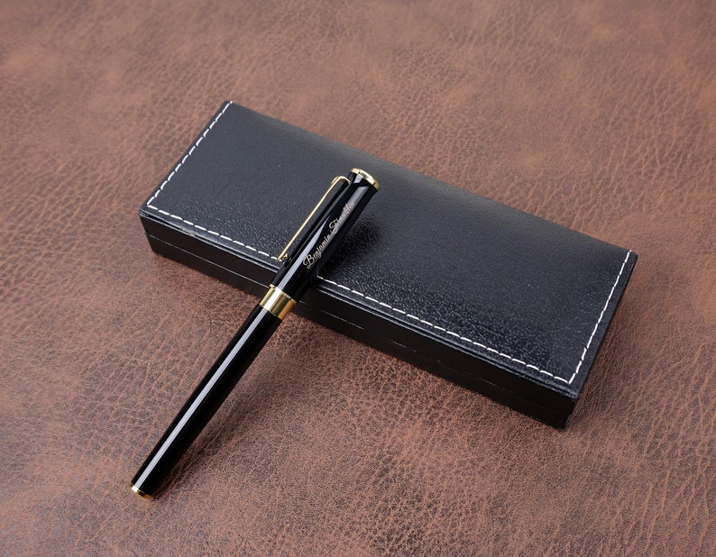 Personalized Black Executive Ballpoint Pen set with engraved -1