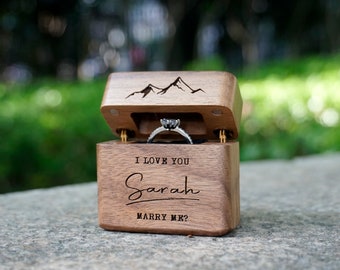 Personalized Wood Slim Engagement/Proposal Ring Box for wedding
