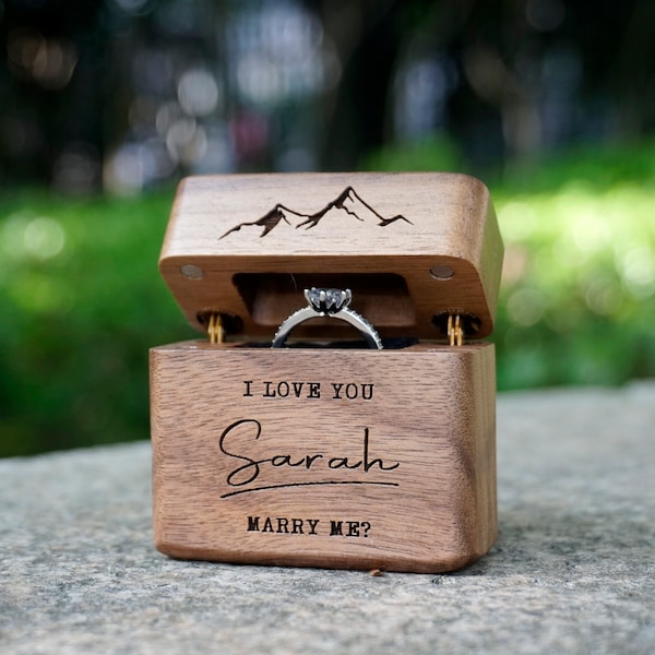 Boîte à bagues de fiançailles/proposition personnalisée en bois mince pour mariage