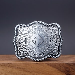HEBILLA DE CINTURÓN personalizada para hombre con monograma de dos letras, Hebilla de cinturón con monograma personalizada para él, Padrino de boda, Vaquero