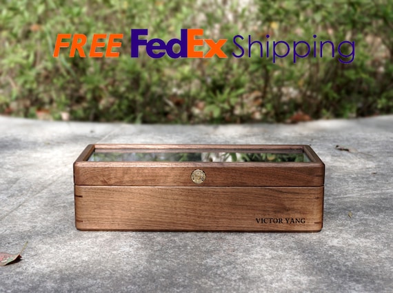 Personalized Walnut Watch Box Organizer with 5 Divider Slots, engraved watch box, Soft Velvet Pillows, best gift for man dad, Christmas gift