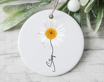Daisy Ornament, Personalized Ornament, Daisy Gifts For Her, Flower Lover, Flower Keepsake, Flower Gifts, Custom Daisy Decoration, Christmas