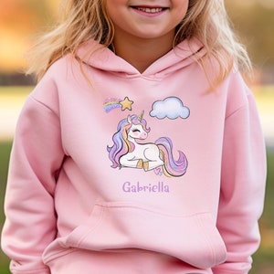 Custom Glitter Unicorn Youth Hoodie, Personalized Unicorn Birthday Pullover Hoodie, Unicorn Girl Hoodie, Girls Birthday Gift, Unicorn Lover