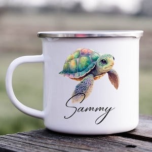 Sea Turtle Camper Mug, Sea Turtle Camper Cup, Personalized Turtle Mug For Women, Sea Turtle Gift For Girls and Boys Turtle Lover Décor