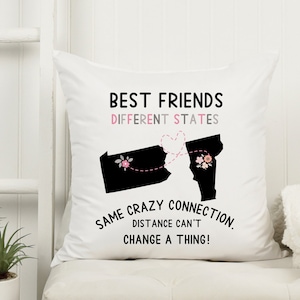 Ferngeschenk, personalisiertes Fernkissen der besten Freunde, Fernfreundschaftskissen, benutzerdefiniertes Geschenk von Zustand zu Zustand, Umzugsgeschenk